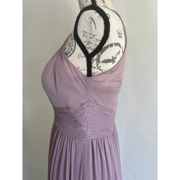 Mauve Cindy Collection USA Chiffon Halter Neck Gown Size M - Picture 6 of 8